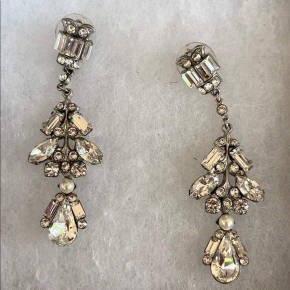 Silver Crystal Bridal Earrings - Picture 1 of 4